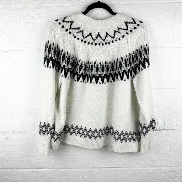 J.Jill Black & White Fair Isle Sweater – Classic Winter‎ Knit, Size XL - Picture 6 of 7